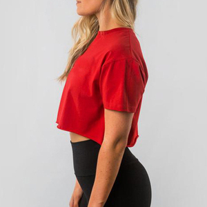 Tops Cortos Ajustados Sexys para Mujer, Tops Cortos Personalizados con Cuello Redondo, Camiseta Corta al por Mayor, Camisetas Cortas Extra Grandes - Product Image 3