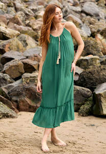 เดรสยาวแขนกุดคอกลมแขนกุดสำหรับผู้หญิงชุดเดรสผ้าเรยอนมัดย้อมแฟชั่นฤดูร้อน - Product Image 3