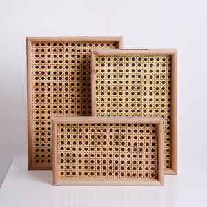 Juego moderno de bandejas decorativas y para servir de madera-Tamaños pequeños, medianos y grandes-Opciones naturales y de colores - Product Image 5