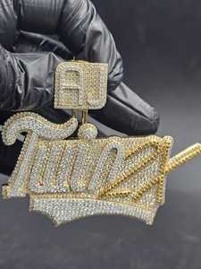 Colgante de Plata de Ley 925 con Diamante Moissanita VVS de Alto Brillo, Personalizado con Letra, Estilo Hip Hop, Lujoso y Moderno, Unisex - Product Image 5