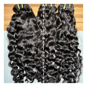 Paquets de cheveux indiens bouclés naturels avec cuticules alignées cheveux bruts du temple extensions de cheveux humains non traités à double tirage - Product Image 1