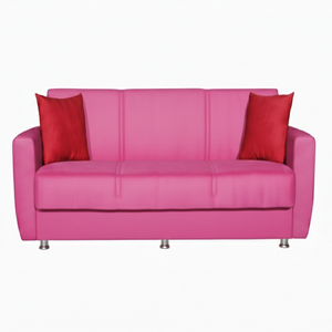 Sofá Cama de Estilo Europeo en Color Rosa, Tapicería de Tela, Extensible, Portátil, Convertible, Estructura Sólida, Mecanismo de Clic Clac con Almacenamiento - Product Image 1