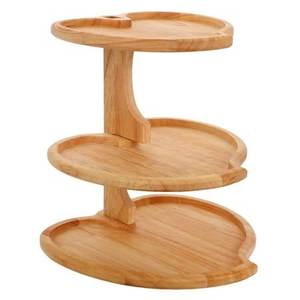 Support à gâteau moderne à 2 niveaux en bois avec finition élégante pour desserts et présentation de table de luxe - Product Image 1