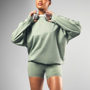 New Arrival Women Summer Running Activewear Shorts <b>Set</b> Polyester Quick Dry Oversized Boxy Fit Sweatshirt Sweat Wicking 2Pcs <b>Set</b> - Product Image 6
