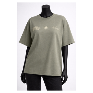 T-shirt en coton surdimensionné pour femme, imprimé graphique, coupe ample, style streetwear décontracté, col rond, épaules tombantes, tee-shirt tendance - Product Image 1