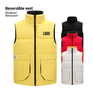 เสื้อกั๊กบุหนาแบบลำลองสำหรับผู้ชายและผู้หญิง สไตล์คอตั้ง ซิปหน้า มีกระเป๋า เหมาะสำหรับฤดูหนาว สีดำ แบบเย็บติดกัน - Product Image 2