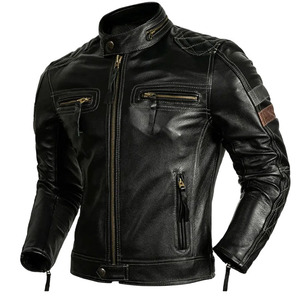 Vestes de moto en cuir véritable pour hommes sur mesure, logo avant enduit, respirantes, coupe-vent, haute qualité, service OEM - Product Image 1