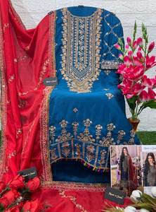 Presentamos Nuestro Salwar de Fiesta de 3 Piezas en Seda Banarasi de la Mejor Calidad, Estilo Cachemir, Aspecto Elegante y Color Brillante, a un Precio Increíble - Product Image 5