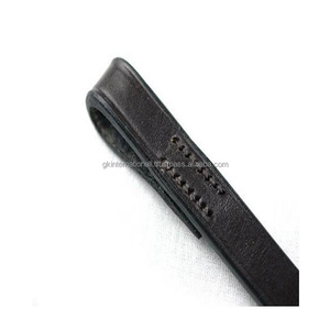 Banda para cejas de caballo de cuero inglés con acabado liso negro para bridas Banda para cejas plana con bucles cosidos personalizados - Product Image 4