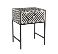Table d'appoint et tabouret de bar multifonctionnel en bois massif indien fait main de haute qualité avec incrustations d'os pour le salon