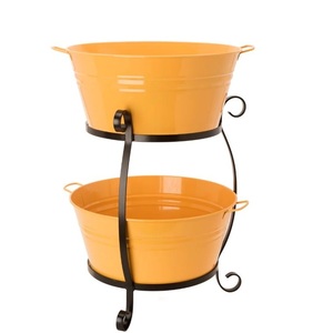 Seau à champagne double galvanisé de style campagnard coloré, fournitures de fête, présentoir de service, décoration pour la maison, hôtels, mariage - Product Image 1