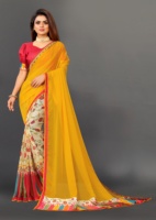 Sari indio y pakistaní de georgette hecho a mano por diseñadores, con blusa elegante con estampado digital, para fiestas, producto al por mayor.