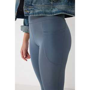 Leggings Deportivos Casuales con Estampado de Letras Españolas, Bolsillo Lateral, Pantalones de Yoga de Spandex para Invierno, Cintura Media, Material Chifón - Product Image 4