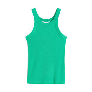 Hauts sans manches d'été de qualité supérieure pour femmes, couleur vert d'eau, de grande taille à côtes à vendre - Product Image 4