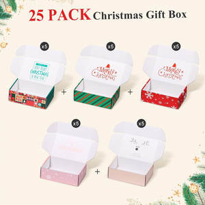 Petite boîte-cadeau de Noël de cadeau de 6x4x2 pouces avec couvercle, boîtes d'expédition recyclables en carton ondulé pour les petites entreprises, pour le cadeau - Product Image 3