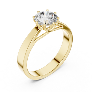 Bague polyvalente en diamant rond de 1 carat cultivé en laboratoire, large bande, or jaune 18 carats plaqué rhodium, luxe pour fiançailles, événements quotidiens et glamour - Product Image 2