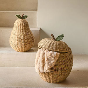 Handmade Rattan Apple <b>Basket</b> with Lid Natural Wicker Fruit Shape Storage Hamper for Home Kids Room Decor Supplier Vietnam - Product Image 6