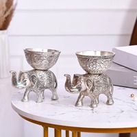Bol à fruits secs en forme d'éléphant, boîte à bonbons en argent allemand, décoration pour la maison et le bureau, objet de décoration, cadeau de fête Diwali