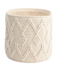 White Round Macrame Storage <b>Basket</b> Handmade Cotton Rope Organizer for Bathroom <b>Nursery</b> & Living Room - Product Image 3