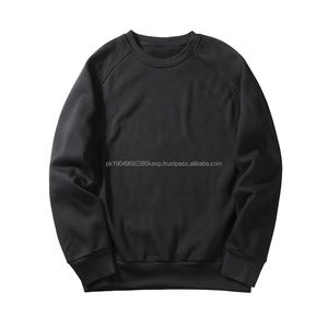 Sudadera de manga larga de algodón de gran tamaño para hombre con impresión de logotipo personalizado 400 Gsm cuello redondo negro logotipo bordado personalizado para invierno - Product Image 1