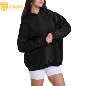 Venta al por mayor de alta calidad de moda liso logotipo personalizado de impresión 100% algodón corto de las mujeres de gran tamaño Crop Top señoras sudaderas con capucha - Product Image 5