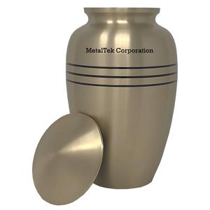 Urna de cremación de latón clásica de tres bandas dorada, colores personalizados, venta al por mayor, urnas funerarias de Metal, ataúd para humanos y mascotas, urna de bajo precio - Product Image 2