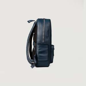 Midnight Blue Men's the Philos Leather <b>Backpack</b> Genuine Leather with Vintage Style Zipper Closure <b>Waterproof</b> Polyester Lining - Product Image 3