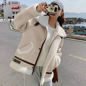 Invierno nuevo estilo versión coreana chaqueta de piel falsa de ajuste holgado para mujer gamuza cuero polar motocicleta ropa abrigo - Product Image 6