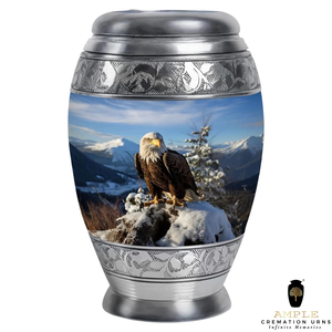 Urna de cremación de aluminio hecha a mano con acabado recubierto de Meena azul en tamaño grande y de recuerdo 3 Cu, urnas de cremación de Metal con grabado de Águila - Product Image 2