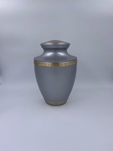 Brass Classic Three Band Golden Cremation Urns for human ashes with free <b>velvet</b> <b>bag</b> - Product Image 3