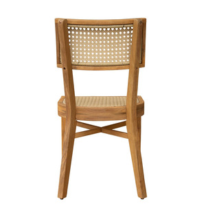Chaise de salle à manger moderne en bois massif avec dossier en rotin et assise tressée pour hôtel, restaurant et événements - Product Image 3