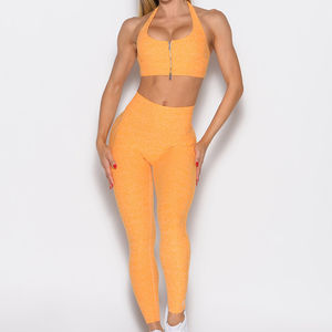 Conjunto de Yoga para Mujer al por Mayor OEM, Sujetador Deportivo y Leggings Ajustados, Secado Rápido, Transpirable, Spandex/Nailon, Cintura Alta, 2 Piezas - Product Image 1