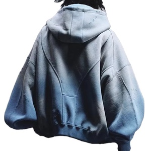 Jersey de manga larga de gran tamaño personalizado de alta calidad, Sudadera con capucha con lavado ácido para hombre, sudaderas con capucha personalizadas desgastadas Vintage negras lavadas - Product Image 3