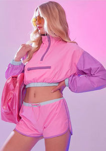 Ensemble court 2 pièces pour femme, veste coupe-vent oversize à fermeture éclair, ensemble court avec veste - Product Image 3