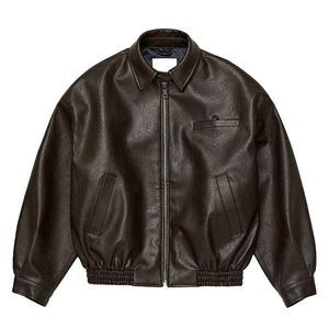 Nouvelle Veste Courte Noire Zippée en Similicuir Tissé Anti-Plis de Haute Qualité pour Femme, Modèle Élégant, avec Logo Personnalisé, Collection 2026 – Vente en Gros - Product Image 1