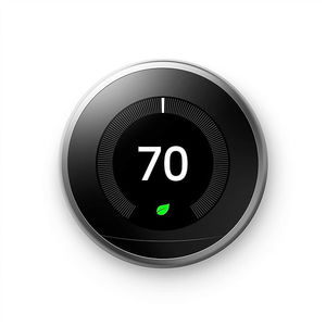 Thermostat intelligent Google Nest 3e génération en alliage d'aluminium avec programmation automatique, apprentissage IA, design rotatif, alimentation électrique et contrôle par application - Product Image 1