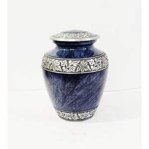 <b>Large</b> Vintage Design Home Decor Table Showpiece Metal Cremation Urn with Engraved Finish <b>Memorial</b> Container Urn for Funerals - Product Image 3