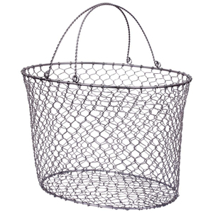 Vintage <b>Metal</b> Iron Wire Customizable Storage <b>Basket</b> Handle Eco-Friendly Galvanized Finish Multifunctional Multi-Purpose - Product Image 1