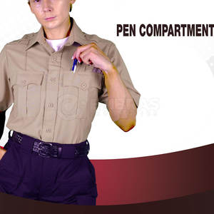 Camisa de vuelo de algodón 100% resistente a las arrugas con botones delanteros bolsillo de bolígrafo dobladillo recto - Product Image 4