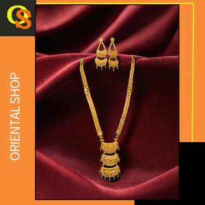 สินค้าขายดีชุดต่างหูสร้อยคอ2025ชุบทอง22K ชุดเครื่องประดับต่างหูสร้อยคอผู้หญิงดีไซน์โดดเด่น - Product Image 2