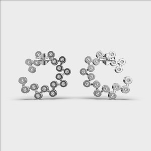 IGI Certified Lab Grown Diamond Heart Outline Stud <b>Earrings</b> <b>Solid</b> 925 Sterling <b>Silver</b> Designer Heart Cluster Diamond <b>Earrings</b> - Product Image 4