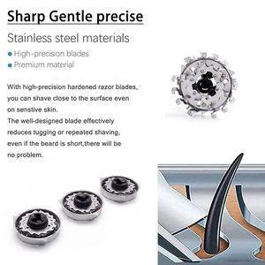 Paquete de 6 cabezales de repuesto para afeitadora eléctrica, cuchillas y peines para afeitadoras rotatorias 3 en 1, lavables para uso facial y en caravanas - Product Image 4