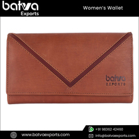 Dompet wanita kulit asli pola Logo antik wanita kualitas Premium Dompet tombol penghalang RFID panjang poliester modis
