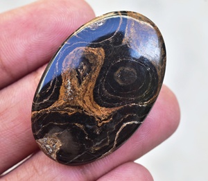 Stromatolite Jasper Cabochon แหวนเงิน,หินขัดจัสมาโตไลต์แจสเปอร์ทรงหลวมสำหรับเครื่องประดับ - Product Image 1
