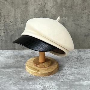 Women's Korean Style Autumn/Winter Newsboy Hat British Knight Duck Cap with Fashion Leather Brim <b>Wool</b> <b>Beret</b> for Casual Outfit - Product Image 4