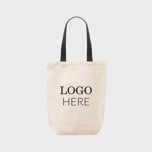 Medium 8oz Natural Canvas <b>Bag</b> with 12oz Thickness Eco-Friendly <b>Long</b> Black Rope Handles for Advertising Daily Use Gifts - Product Image 3