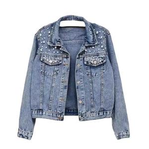 Nouvelle veste en jean bleu clair personnalisée 100% coton respirant manches complètes pour les femmes printemps confort - Product Image 1