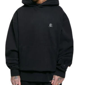 Collegiate Oversized OTH Hoodie Black Heavyweight Cotton Fleece Relaxed College Aesthetic Double Lined Hood Streetwear - Product Image 6