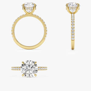 Magnífico Anillo de Compromiso con Diamante Cultivado en Laboratorio, Corte Redondo, Pavé, Halo Oculto, 2.40 Ct, E-F VS, Oro de 14K, Regalo de Aniversario de Bodas - Product Image 4