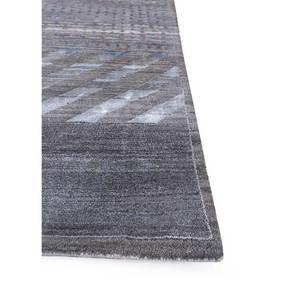 Tapis géométrique en laine et soie de bambou noué à la main Manchaha, gris et noir, rectangulaire, pour salon, couloir - Les-1305 - Product Image 4